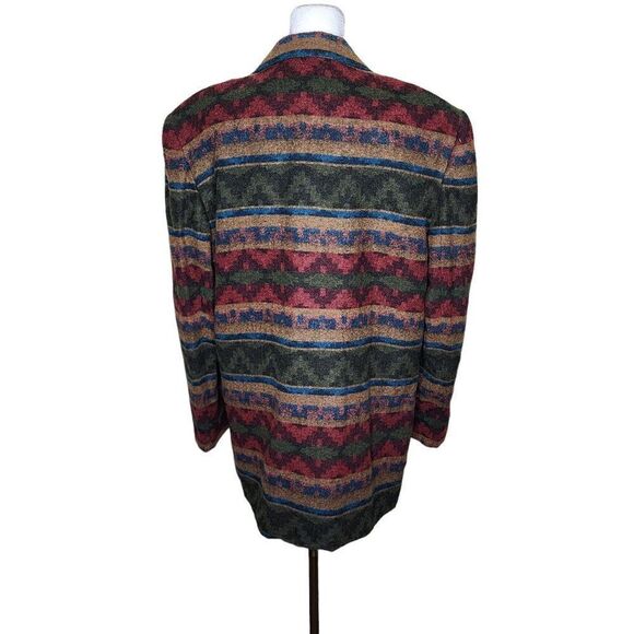 Vintage 90s Aztec Southwestern Blazer Jacket Womens Size 12 Red Multi - Picture 3 of 7